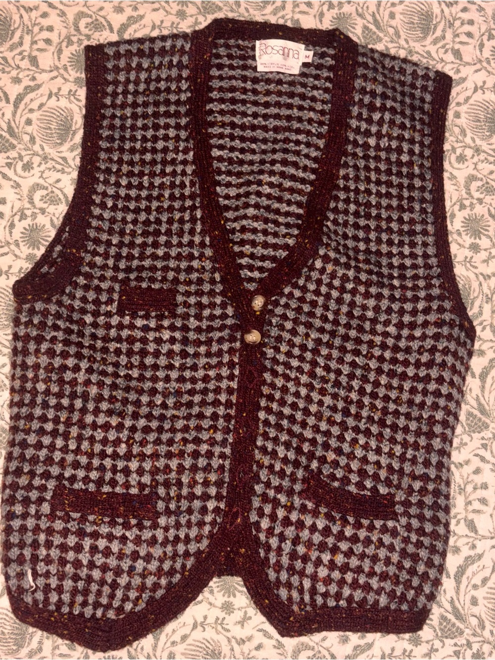 Vintage Rosanna rest and grey heritage sweater vest women’s medium